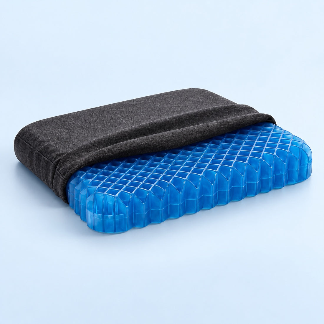 Sitora gelzitkussen met blauwe honingraatkern en afneembare antracietkleurige hoes