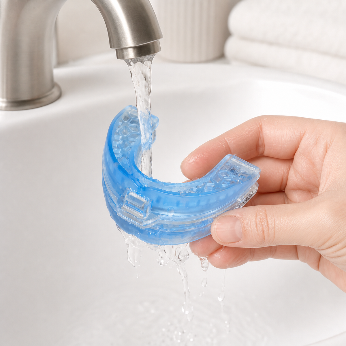 SlumberFit afspoelen met lauw water